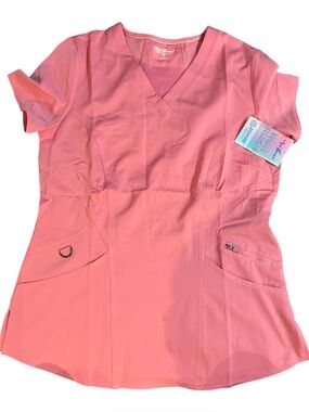 Coral Zavate V-Neck scrub  Top with Utility Pockets